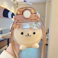 Super cute summer panda double drink high value large capacity children's cartoon water cup plastic bear straw cup  Coffee