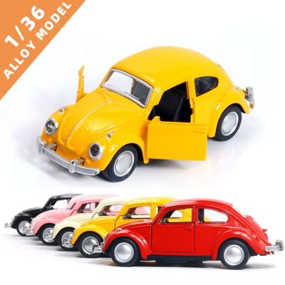 Carro clássico beetle puxar para trás modelo de carro de liga brinquedo infantil