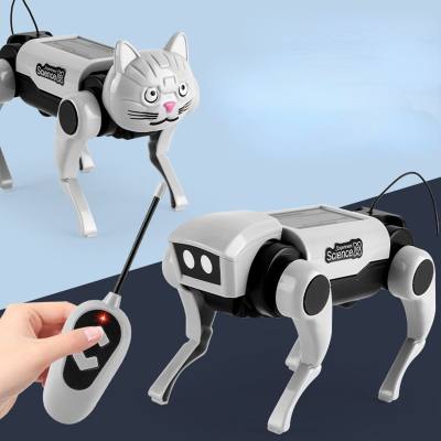 Giocattolo meccanico per cani telecomandato per bambini Modello di assemblaggio fai-da-te Gatto meccanico con telecomando