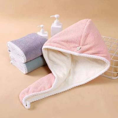 Double layer dry hair cap hemp lace shower cap thickened giant absorbent shower cap wipe head towel two color shower cap female shampoo towel
