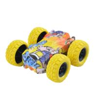 Children's four-wheel drive inertial double-sided graffiti off-road vehicle simulation off-road boy gift stunt model anti-fall toy  Yellow