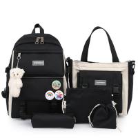 Schoolbags for junior high school girls, lightweight primary school students, fresh and cute girls in grades three to five and six, large-capacity backpacks  Black