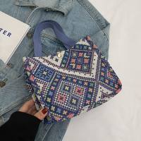 Canvas-Einkaufstasche mit großem Fassungsvermögen, Damenmode, ethnischer Stil, handliche Mama-Tasche, Umhängetasche für die Schülerklasse  Blau
