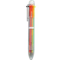 Bolígrafo de empuje, venta al por mayor, colorido, lindo, plástico, creativo, transparente, bolígrafo de seis colores, bolígrafo multicolor, un bolígrafo neutro  Multicolor