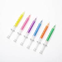 Syringe-shaped ballpoint pen, highlighter, cute and creative stationery  Multicolor