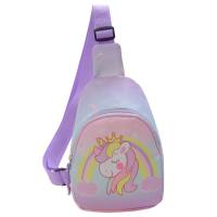 Children's bags 3-9 years old boys and girls small backpacks fashionable cartoon shoulder messenger bags  Purple