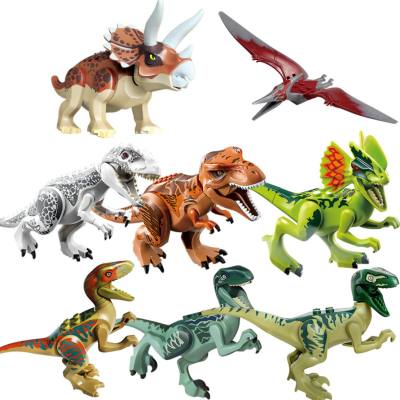 Blocos de construção de dinossauros brinquedos educativos de montagem jurássica