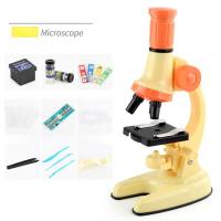 Children's educational gifts Science laboratory 1200 times high-definition pupil microscope toy set  Yellow