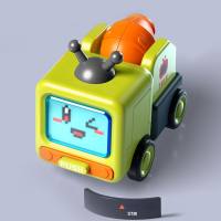Deformed car robot crash rotating toy  Green