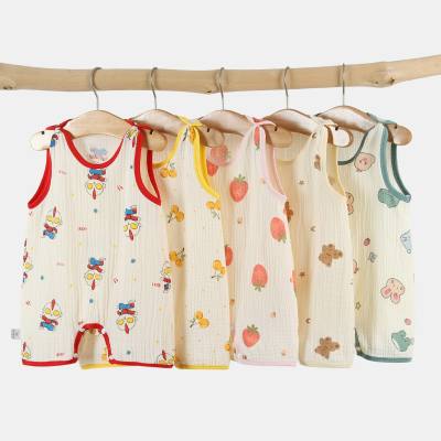 Baby vests, summer clothes, thin pure cotton breathable gauze sleeveless jumpsuits for men and women, pajamas for babies