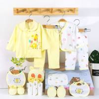Conjunto de caixa de presente para bebê recém-nascido, 18 peças, algodão puro, outono e inverno, mês inteiro  Amarelo