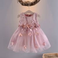 فستان الأميرة الصيفي للفتيات الصغيرات تنورة صدرية منتفخة بدون أكمام  وردي 