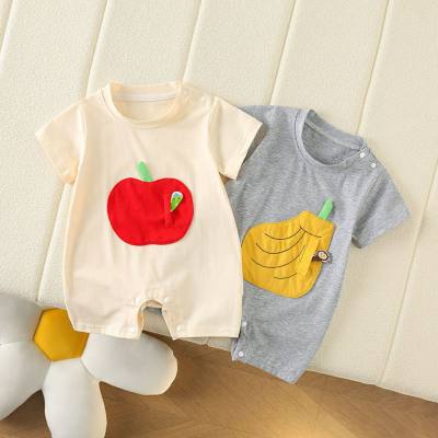New half-sleeved fashionable boys and girls baby thin interesting fruit patch short romper