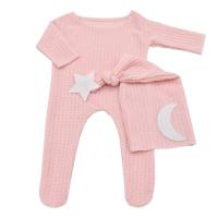 Newborn photography props costume star moon decoration knitted jumpsuit long tail hat suit photography clothes  Pink