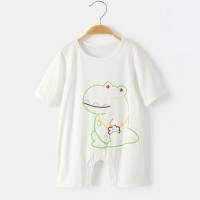 Modal baby jumpsuit spring and summer three-quarter sleeve pajamas air-conditioned clothing half-sleeve baby romper  Multicolor