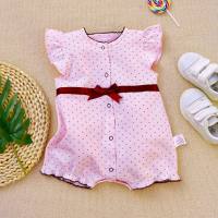2023 Summer Baby Short Sleeve Bodysuit Summer Climbing Clothes Little Flying Sleeve Romper Bodysuit Cotton Cool Pajamas 3-18  Pink