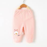 Baby spring and autumn pure cotton leggings baby home pants autumn cotton wool pants  Pink