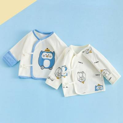 Newborn half back boneless spring baby baby belly protection pure cotton bottoming top long sleeve spring autumn summer