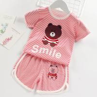 Traje de manga corta, pantalones cortos finos de verano de media manga para bebé, conjunto de ropa de bebé de dos piezas  rojo