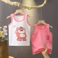 [2-piece set] Children's vest summer new boys sleeveless cotton top Korean version girls bottoming shirt  Pink