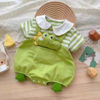 ملابس أطفال صيفية بأكمام قصيرة، ملابس أطفال مثلثة للزحف، ملابس صيفية لحديثي الولادة، ملابس كرتونية عصرية  أخضر
