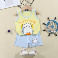 Children's vest suit summer new style girls shorts clothes baby boys sleeveless suit children's clothing  Multicolor