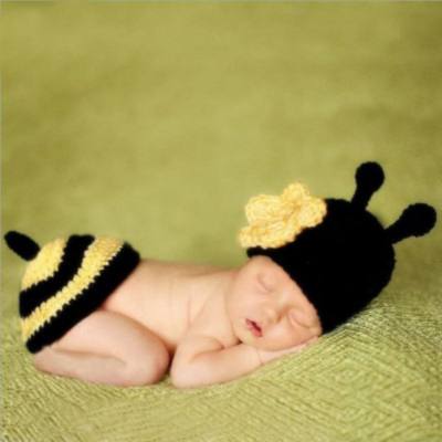 Vêtements de photographie pour nouveau-né, 100 jours, décoration pour studio photo, accessoires tissés en forme de petite abeille
