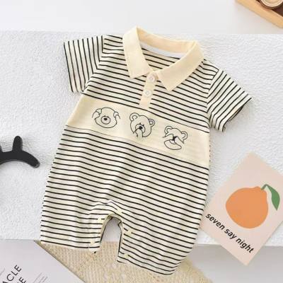 Infant summer short-sleeved jumpsuit baby going out crawling clothes summer clothes super cute half-sleeved lapel romper