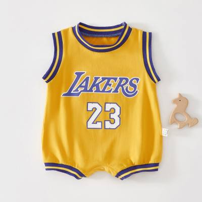 Baby jumpsuit summer clothes pure cotton baby sleeveless vest thin basketball clothes newborn sportswear summer crawling clothes