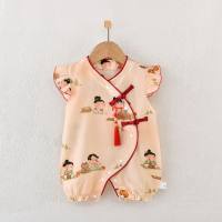 Baby one-piece romper fashionable baby clothes thin short-sleeved outdoor clothes romper  Multicolor