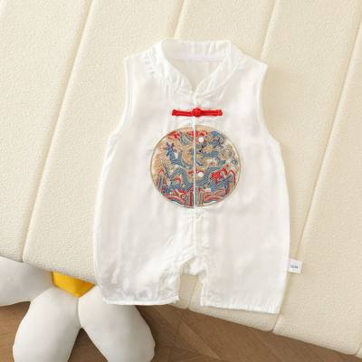 Summer style embroidered baby whitening comfortable sleeveless breathable thin leopard print wide shoulder short khaki