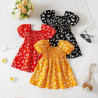 Summer new children's floral dress, baby girl, puff sleeves, princess dress, girl's fashionable dress