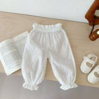 Pantalones de bebé, pantalones antimosquitos para niños de primavera y verano, pantalones para niños pequeños, pantalones casuales para niñas, pantalones para bebés  Blanco