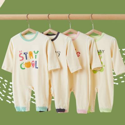 Baby jumpsuit thin modal long sleeve spring and summer cute crawling clothes baby pajamas newborn baby romper