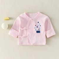 Baby-Halbrücken-Kleidung für alle Jahreszeiten, ohne Knochen, Baby-Halbrücken-Kleidung, doppellagiger Bauchschutz, Schnürung, Neugeborenen-Einzeloberteil mit Handschutz  Rosa