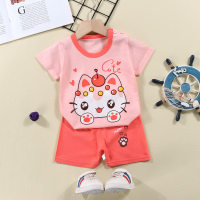 New summer children's short-sleeved T-shirt suit infant baby short-sleeved shorts two-piece suit  Multicolor