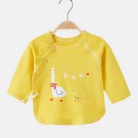 Newborn baby tops autumn clothes boneless spring and autumn clothes pure cotton tops for newborns  Yellow