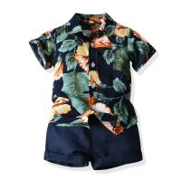 الصيف قصيرة الأكمام الأزهار قميص الصبي السراويل عارضة قطعتين الطفل التجارة الخارجية ملابس الأطفال متعدد الألوان ملابس الشاطئ دفعة ساخنة  متعدد الألوان