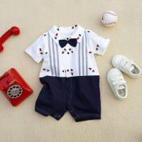 2021 New Style *Cotton Boxer Gentleman Collared Short Sleeve Jumpsuit Crawling Suit 3-18M  Multicolor
