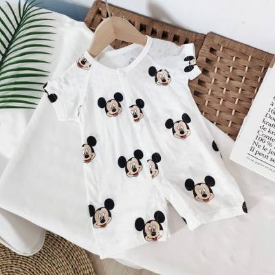 Short-sleeved closed crotch baby summer thin romper infant boneless crawling clothes