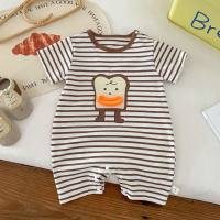 Baby striped jumpsuit summer Huzhou Zhili baby cartoon bag fart clothing baby clothes  Light brown