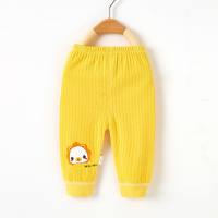 Baby spring and autumn pure cotton leggings baby home pants autumn cotton wool pants  Yellow