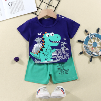 2024 estate nuovo puro cotone per bambini a maniche corte T-shirt set stile coreano infantile pantaloncini a maniche corte a due pezzi  Multicolore