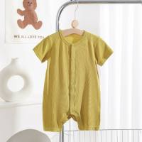 Baby summer modal jumpsuit men's and women's romper infant crawling clothes baby pajamas thin boneless air-conditioning clothes  Yellow