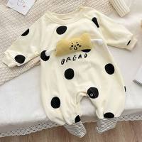 New style for infants and young children, cute baby climbing clothes with feet for boys and girls, super cute long-sleeved jumpsuits for newborns, fashionable clothes  Beige