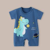 Infant and toddler climbing clothes summer new style boys baby thin girls short-sleeved newborn children jumpsuit romper  Blue