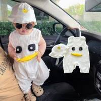 Summer newborn baby cute super cute pure cotton A-type jumpsuit boys and girls baby thin sleeveless romper crawling clothes  White