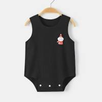 Modal baby fart clothes summer thin ice silk sleeveless vest jumpsuit baby girl triangle romper climbing clothes  Black