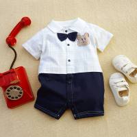 New Style Boxer Gentleman Collared Short Sleeve Jumpsuit Climbing Suit  White