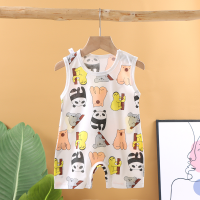 2023 koreanische Version des Sommer-Baby-Stramplers für Männer und Frauen, 1–18 Monate, Baumwolle, dünn, ärmellos, einteiliger Strampler mit geschlossenem Schritt  Mehrfarbig